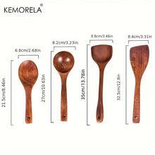 Juego de 4 utensilios de cocina KEMORELA, herramientas de cocina, pala de madera, cuchara, espátula para cocinar antiadherente, pala para alimentos
