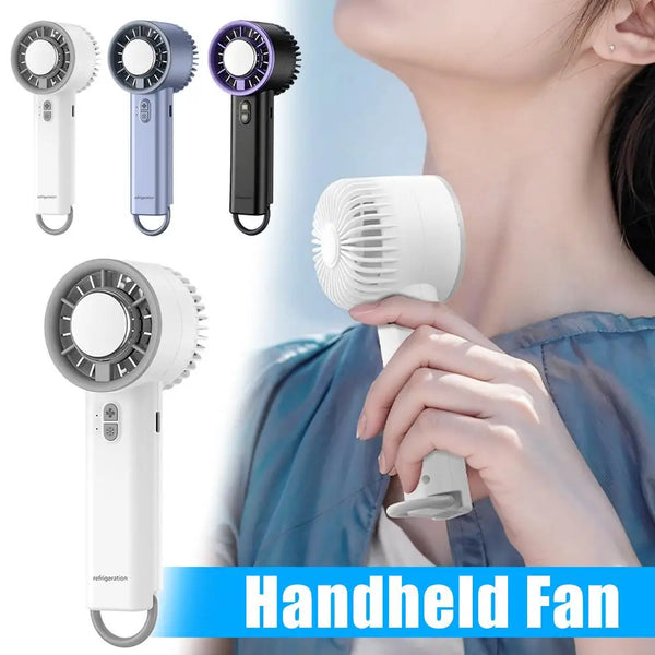 Semiconductor Cooling Handheld Fan, 5200mAh Rechargeable Portable Mini Fan, 199 Wind Speeds with LED Display, Ice-Cool Turbo Fan