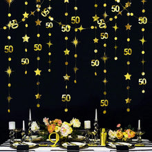 Gold 45th 40th 50th Happy Birthday Paper Banner Decoration Hanging Birthday Number Circle Twinkle Star Garland Streamer Backdrop