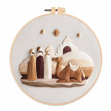 Christmas Holiday Blessing Embroidery Kit with EN Instructions,Thread,Pre-printed Cloth for Cross Stitch Kit