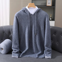 LHZSYY 100% Pure Mink Cashmere Hooded Sweater Men's Hooded Knitted Pullover Business Casual Loose Hoodie Autumn Bottoming Shirt
