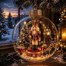 10CM Clear Christmas Ornament Ball Glowing Decor Holiday Scene Christmas Tree Hanging Toy Winter Diorama Bauble for Window Xmas