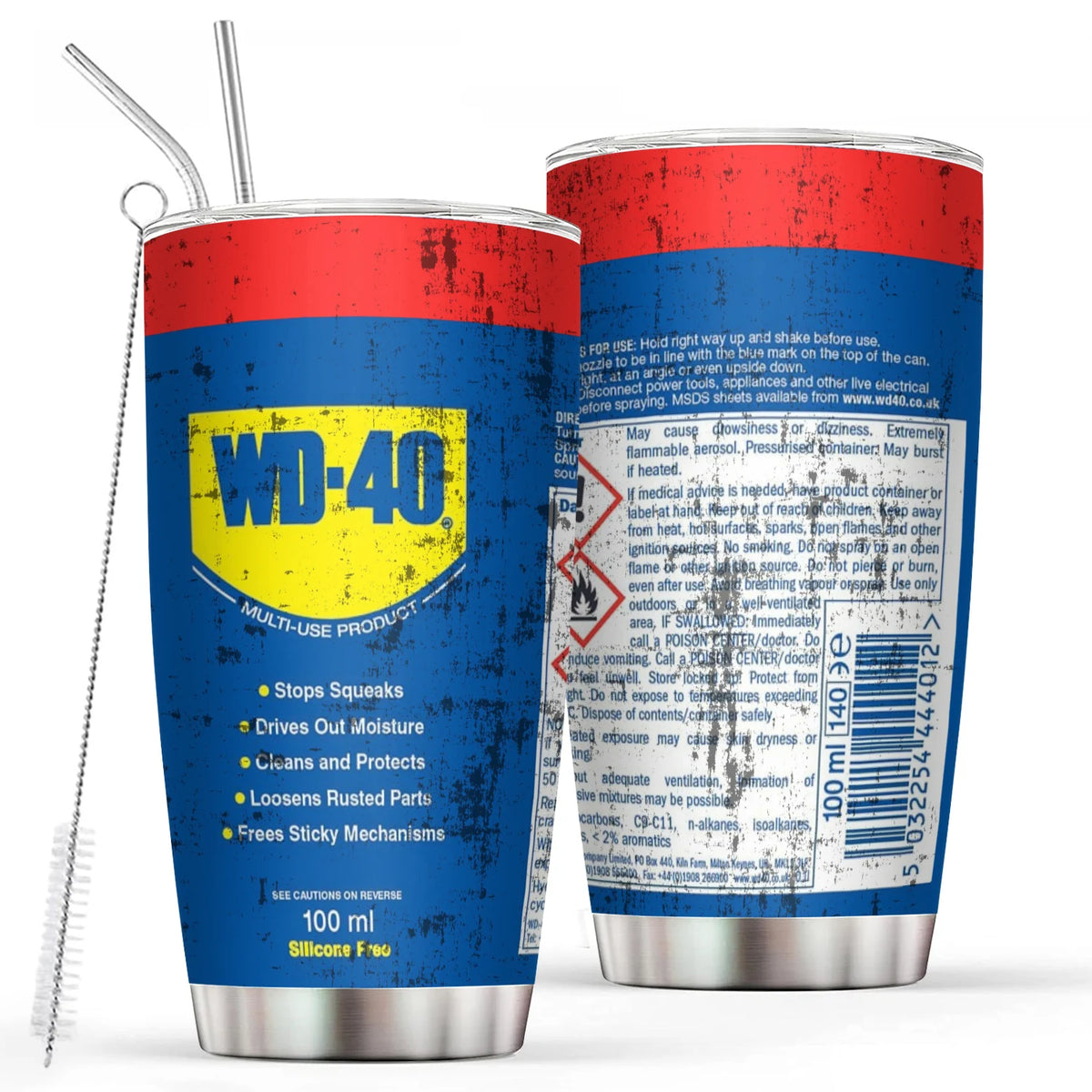 20Oz WD40 Vacuum Tumbler cup STP Engine Oil Filter Print Mug Stainless Steel DoubleWall Water Bottle with Straw and Lid Reusable