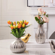 XIYA FLOWER Unique Geometric Vase Modern and Minimalist Style Ceramic Craftsmanship Gold Silver Festival Home Decor