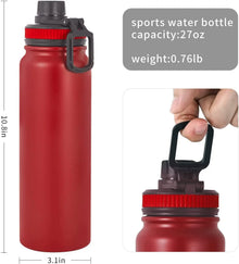 Botella de agua deportiva de acero inoxidable UPORS, termo portátil con aislamiento al vacío de doble pared, gran capacidad de 600 ml/800 ml