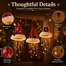 Christmas Santa Hat LED Hanging Light Warm Glowing Chandelier String Lights Xmas Ornament Home Stairway Holiday Party Decor