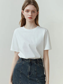 FSLE 100% Cotton Short-Sleeved T-Shirt Women'S Spring Summer New Round Neck Straight White Black Top For Women