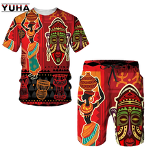 YUHA,Newest African Print Women's/Men's T-shirts Sets Africa Dashiki Men’s Tracksuit/Vintage Tops Sport And Leisure Summer Male
