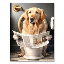 Dog Diamond Painting Cat Toilet Cartoon Diamond Mosaic Animal Full Round/Square Drill Embroidery Funny Bathroom Wall Decor Art