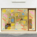 Nordic Style Line Stickers Convenient Fit DIY Decor Milk Tea Coffee Cake Kid Clothing Store Window Glass Door Decorate Wallpaper
