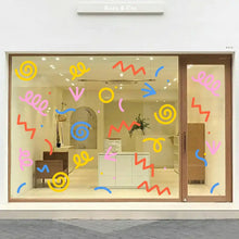Nordic Style Line Stickers Convenient Fit DIY Decor Milk Tea Coffee Cake Kid Clothing Store Window Glass Door Decorate Wallpaper