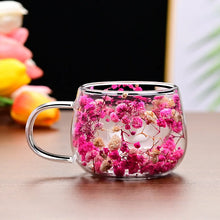 Dried Flower Double-layer Glass Coffee Cup,Simple Thick Cup Mouth Anti Scalding Milk Cup,Environmentally Friendly Heat-resistant