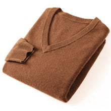 Autumn Men's V Neck Warm Pullover Sweaters Solid Color Slim Casual Sweater Long Sleeve Men's Basic Solid Color Trend Outerwear