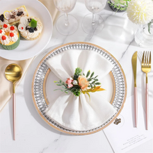 Napkin Rings, Set of 6 Flower Napkin Holders with Pearl Dinner Tables Rings for Wedding, Party, Christmas, Holiday