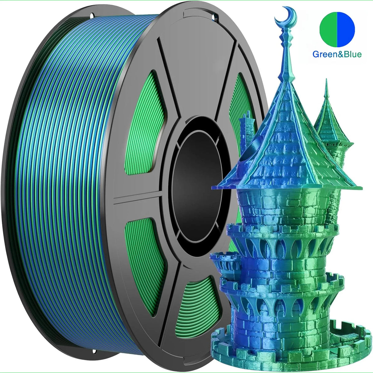 Multicolor 3D Printer Filament,Dual/Tri Color 1.75mm PLA Silk Shiny Printing Filament,250g(0.55lbs) Fit Most FDM 3D Printer