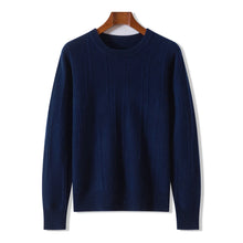 Men's autumn and winter 100% wool knitted pullover, medium thick sweater, warm, breathable, versatile for business and leisure