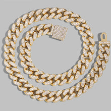 Collar cubano de eslabones con diamantes de imitación AAA estilo "Iced Out", cadena cubana de cristales de 2 filas para hombre, joyería hip hop de 13/14/20MM