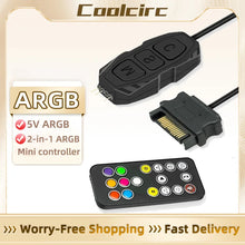 Coolcirc ARGB Controller 5V 3pin To SATA Power Supply Mini RGB Controller 3PIN Hub For Computer CPU Case Fan LED Light Radiator