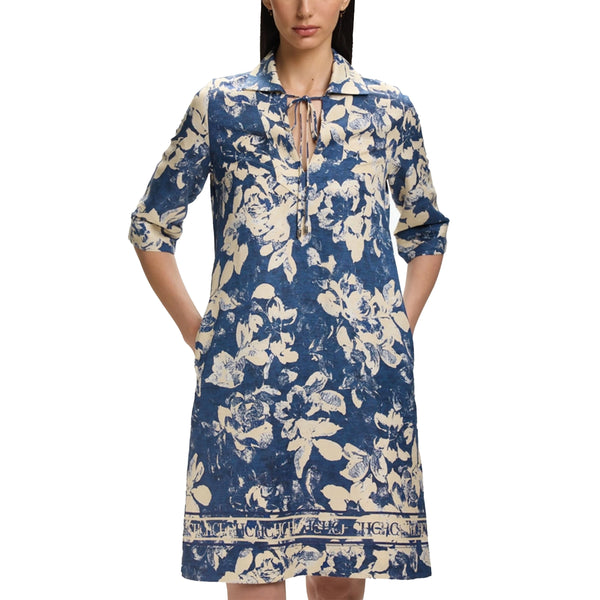 CHCH Vestido midi estampado de moda para mujer, estilo casual, cuello en V, vestido recto de verano 2025