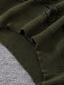 New Popular Autumn and Winter Abstract Eye Jacquard Pattern Pullover Sweater Casual Round Neck Knitted Men's Pullover