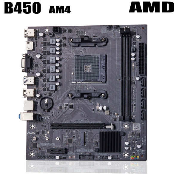 Placa base QIYIDA B450, compatible con memoria RAM DDR4 de escritorio, zócalo de CPU AM4, NVMe NGFF M.2, USB 3.0, VGA, canal dual para CPU Ryzen AM4, SATA 3.0