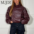 MUJER Faux Leather Jackets for Women Oversize Women's Bomber Jacket Fashion Winter Womens Coats Outerwears Demi-season Jackets