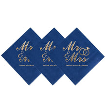 100PCS Mr&Mrs Wedding Paper Napkins Disposable 3-PLY 10inch Bronzing Cocktail Beverage Dessert Napkins for Wedding Anniversary