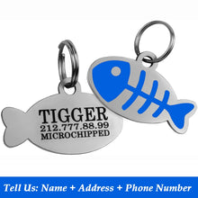 Personalized Cat Id Tags Engraved Puppy Kitten ID Name Collar Tag Fish Shaped Anti-lost Pendant Customized Kitty Nameplate Gift