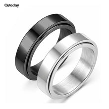 Anillos giratorios antiestrés, color negro y plateado, de acero inoxidable, anillos giratorios para ansiedad, joyería para hombres y mujeres