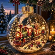 10CM Clear Christmas Ornament Ball Glowing Decor Holiday Scene Christmas Tree Hanging Toy Winter Diorama Bauble for Window Xmas