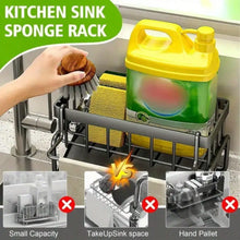 Stainless Steel Kitchen Sink Caddy Organizer, Adhesive Sponge Holder With Drain Tray, Multi Compartment Dish Brush Soap Storage Rack, Household Countertop Sink Accessory