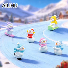 Christmas Decorations Skiing Snowman Figurines Mini Winter Snowman Ornaments DIY Micro Landscape Snow Scene Decor Xmas Gift