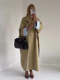 Lapel Collar Multi Button Long Trench Coat  Double Breasted  2026 Autumn Elegant Women Outerwear Commute Classic Lady Overcoat
