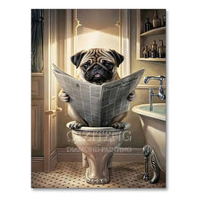 Dog Diamond Painting Cat Toilet Cartoon Diamond Mosaic Animal Full Round/Square Drill Embroidery Funny Bathroom Wall Decor Art