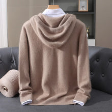 LHZSYY 100% Pure Mink Cashmere Hooded Sweater Men's Hooded Knitted Pullover Business Casual Loose Hoodie Autumn Bottoming Shirt