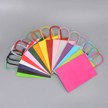 6 Pieces Colorful Gift Bags with Handles Candy Color Kraft Paper Bags for Wedding, Birthday, Party Supplies and Gifts