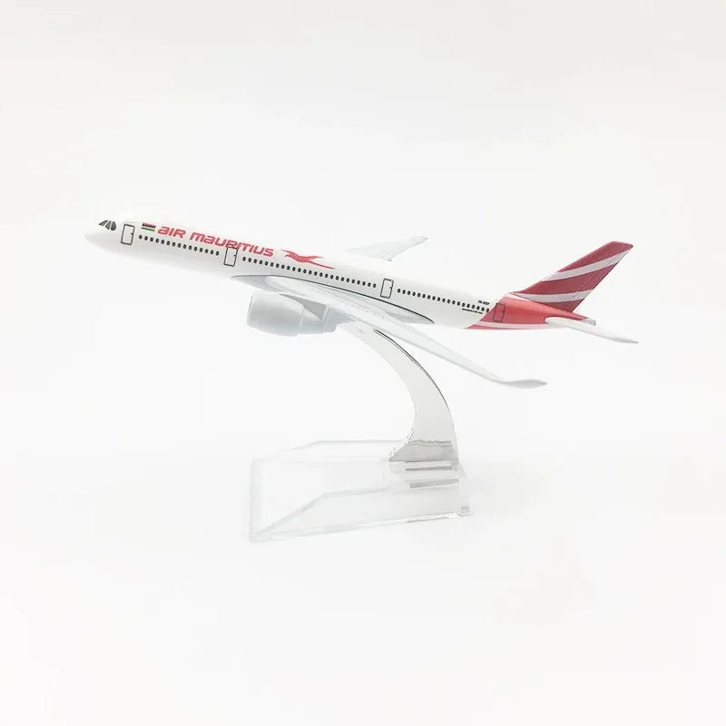 Modelo de avión a escala 1/400 de 16 cm, Airbus A350 de Air Mauritius, decoración, avión de aleación, regalo para coleccionistas y entusiastas de la aviación