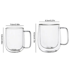 Taza de vidrio de borosilicato de alta resistencia al calor de 150-350 ml, vaso de doble pared para café con asa, taza para leche o agua, vasos transparentes, regalo