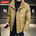 Autumn Winter Fashion Lightweight Down Jacket Men Trendy Short Stand Collar Thickened Warm Cold-Proof White Duck Down Jacket