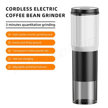 Portable Electric Coffee Grinder Ceramic Conical Burr USB Rechargeable Adjustable Automatic Bean Mill Espresso Drip Travel Home