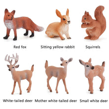 Artificial Deer Family Fox Rabbit Squirrel Animals Figures Woodland Creatures Figurines Miniature Toys Cake Toppers Home Decor