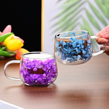 Dried Flower Double-layer Glass Coffee Cup,Simple Thick Cup Mouth Anti Scalding Milk Cup,Environmentally Friendly Heat-resistant