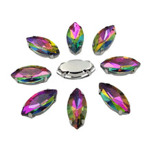 Horse Eye Shape Glass Rhinestones With Claw Marquise Sew On Stone Strass Diamond Silver Metal Base Crystals For Needlework