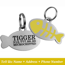Personalized Cat Id Tags Engraved Puppy Kitten ID Name Collar Tag Fish Shaped Anti-lost Pendant Customized Kitty Nameplate Gift