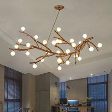 Modern Nordic Retro LED Chandelier For Living Bedroom Tree Branch Art Ceiling Pendant Lights Brown Antique Hanging Lamp Decor Li