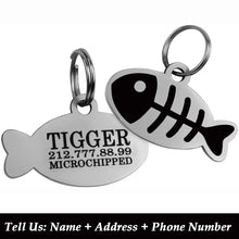 Personalized Cat Id Tags Engraved Puppy Kitten ID Name Collar Tag Fish Shaped Anti-lost Pendant Customized Kitty Nameplate Gift