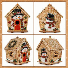 Christmas DIY Pearl Art Craft Kit Wooden Gingerbread House Shape Diamond Bead Painting Ornament  Xmas DIY Handcraft Kit Decor