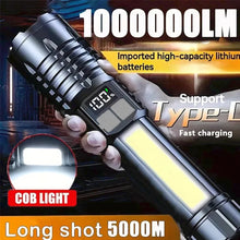 Rechargeable COB LED Flashlight with Side Light for Camping and Hiking