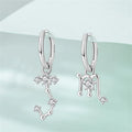 Nuevos pendientes de botón de plata de ley 925, serie de los doce signos del zodiaco con circonitas, joyería de boda para mujer, moda para chicas.