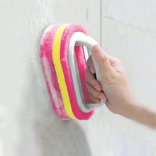 Red & Blue Dual-Color Cleaning Sponge Brush Set - 14×9×7cm Ergonomic Handle Scrub Sponge, Perfect for Kitchen, Bathroom